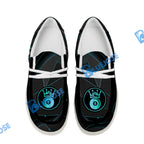 BlueJose Billiards 8 Ball Flame Luxury White Canvas Loafer Shoes (4 Colors)