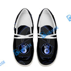 BlueJose Billiards 8 Ball Flame Luxury White Canvas Loafer Shoes (4 Colors)