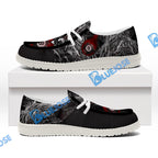 BlueJose Billiards 8 Chain Scar Wolf White Canvas Loafer Shoes (4 Colors)