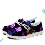 BlueJose Billiard 8 Ball Eagle Fire Flame White Canvas Loafer Shoes ( 4 Colors )