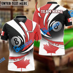 BlueJose Billiards Canada Flag Personalized Name, Team Name Unisex Shirt (3 Colors)