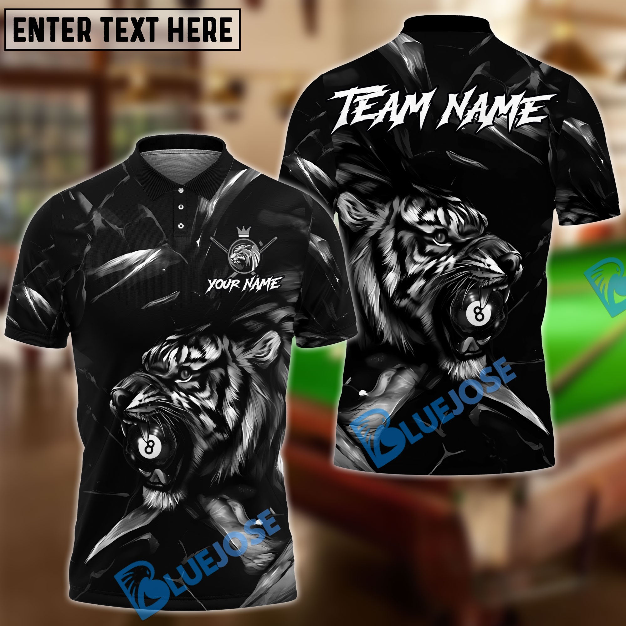 BlueJose Billiards 8 Ball Tiger King Customized Name, Team Name 3D Shirt (6 Colors)
