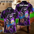 BlueJose Billiards Ball 9 Fire Skull US Flag Personalized Name, Team Name Shirt (6 Colors)