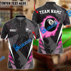 BlueJose Billiards Ball 8 Dream Tournament Personalized Name, Team Name Shirt (6 Colors)