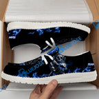BlueJose Billiards Skull Fire White Canvas Loafer Shoes (4 Colors)