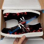 BlueJose Billiards Skull Fire White Canvas Loafer Shoes (4 Colors)