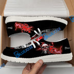 BlueJose Billiards Ball 8 Deadly Thunder Skull 2 White Canvas Loafer Shoes (3 Colors)