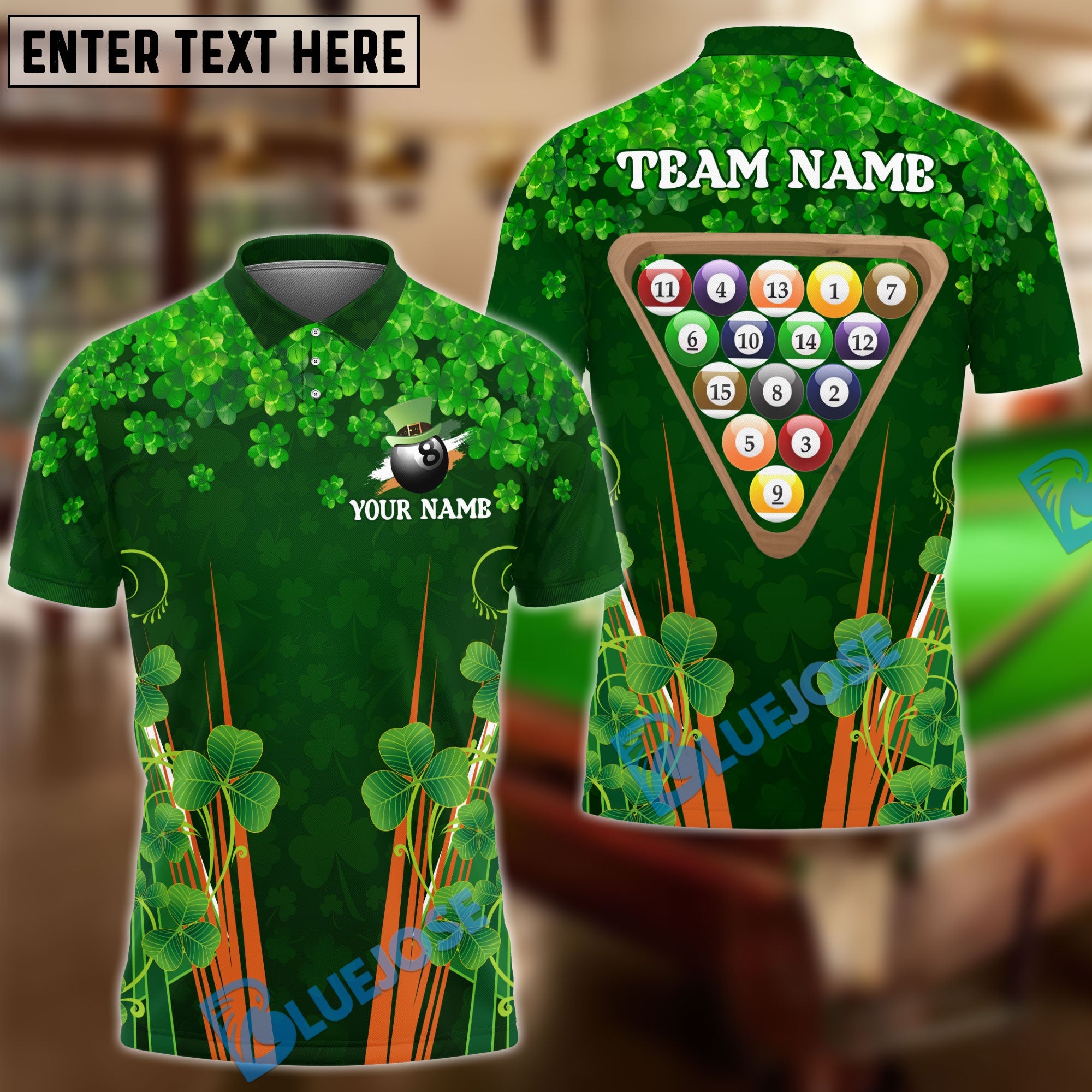 BlueJose Billiards Irish St. Patrick's Day Personalized Shirt