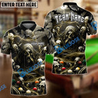 BlueJose Billiards Creepy Thunder Skull Personalized Name Team Name Shirt (6 Colors)