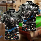 BlueJose Billiards Creepy Thunder Skull Personalized Name Team Name Shirt (6 Colors)