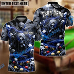 BlueJose Billiards Creepy Thunder Skull Personalized Name Team Name Shirt (6 Colors)