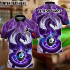 BlueJose Billiards 8 Ball Thunder Dragon Personalized Name, Team Name Shirt (4 Colors)