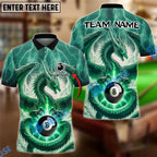 BlueJose Billiards 8 Ball Thunder Dragon Personalized Name, Team Name Shirt (4 Colors)