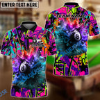 BlueJose Billiards 8 Ball Graffiti Explosion Paint Personalized Name, Team Name Shirt (4 Colors)