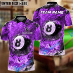 BlueJose Billiards 8 Ball Flame Inferno Personalized Name, Team Name Shirt (4 Colors)