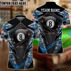 BlueJose Billiards 8 Ball Camo Flag Personalized Name, Team Name Unisex Shirt (4 Colors)