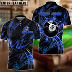 BlueJose Billiards Ball 8 Grunge Curved Fire Personalized Name, Team Name Shirt (4 Colors)