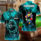 BlueJose Billiards Funny Fire 8 Ball Personalized Name & Team Name Shirt (4 Colors)