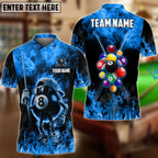 BlueJose Billiards Funny Fire 8 Ball Personalized Name & Team Name Shirt (4 Colors)