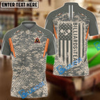 BlueJose Billiards Ball 8 Pool Fire Camo Personalized Name & Team Name Shirt (4 Colors)