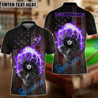 BlueJose Billiards Ball 8 Pool American Hell Fire Skull Personalized Name & Team Name Shirt (4 Colors)