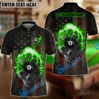 BlueJose Billiards Ball 8 Pool American Hell Fire Skull Personalized Name & Team Name Shirt (4 Colors)