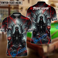 BlueJose Billiards Ball 8 Pool Skull Hell Throne Personalized Name & Team Name Shirt (4 Colors)