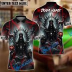 BlueJose Billiards Ball 8 Pool Skull Hell Throne Personalized Name & Team Name Shirt (4 Colors)