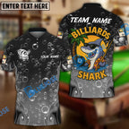 BlueJose Billiards Ball 8 Funny Cartoon Shark, Bubble Design Personalized Name Shirt (4 Colors)