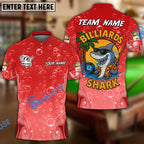 BlueJose Billiards Ball 8 Funny Cartoon Shark, Bubble Design Personalized Name Shirt (4 Colors)