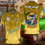 BlueJose Billiards Ball 8 Funny Cartoon Shark, Bubble Design Personalized Name Shirt (4 Colors)