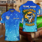 BlueJose Billiards Ball 8 Funny Cartoon Shark, Bubble Design Personalized Name Shirt (4 Colors)