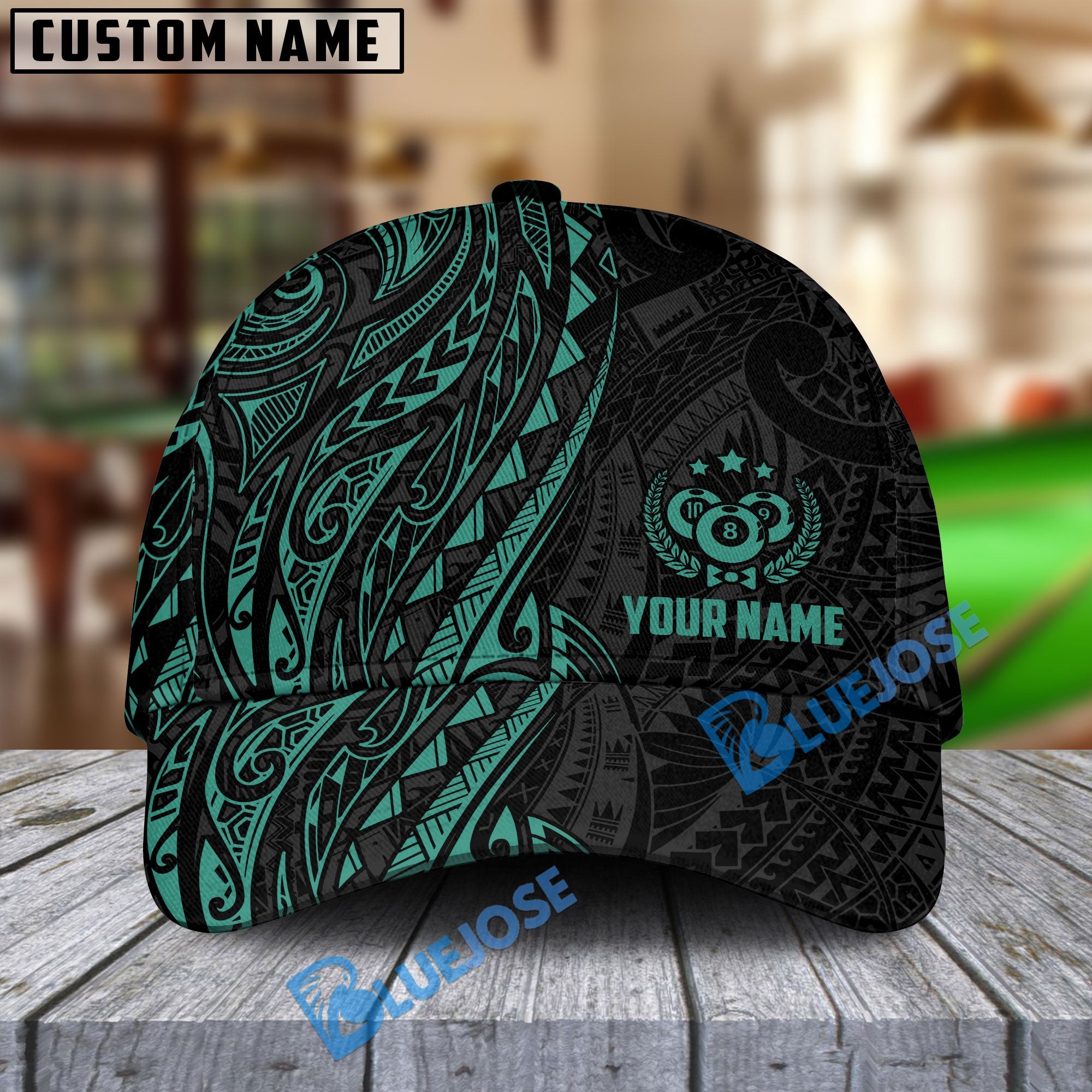 BlueJose Billiards Maori Personalized Name Cap (4 Colors)
