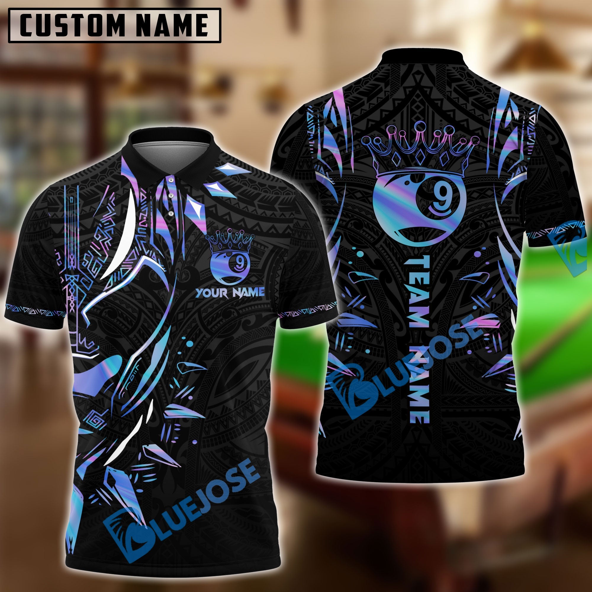 BlueJose Billiards Ball 9 Black Panther WKD Personalized Name, Team Name Shirt (6 Colors)