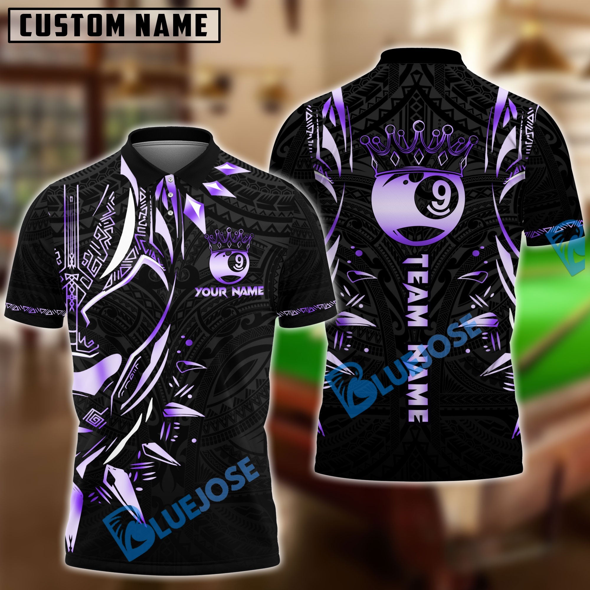 BlueJose Billiards Ball 9 Black Panther WKD Personalized Name, Team Name Shirt (6 Colors)
