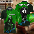 BlueJose Billiards Ball 8 Smoke Drink Chain Skull Personalized Name Shirt (4 Colors)