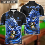 BlueJose Billiards 8 Ball 9 Ball Golden Dragon Yin And Yang Personalized Name Shirt (4 Colors)