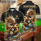 BlueJose Billiards 8 Ball 9 Ball Golden Dragon Yin And Yang Personalized Name Shirt (4 Colors)