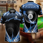 BlueJose Billiards Golden Lightning Blast 8-Ball Pool Personalized Name Shirt (4 Colors)