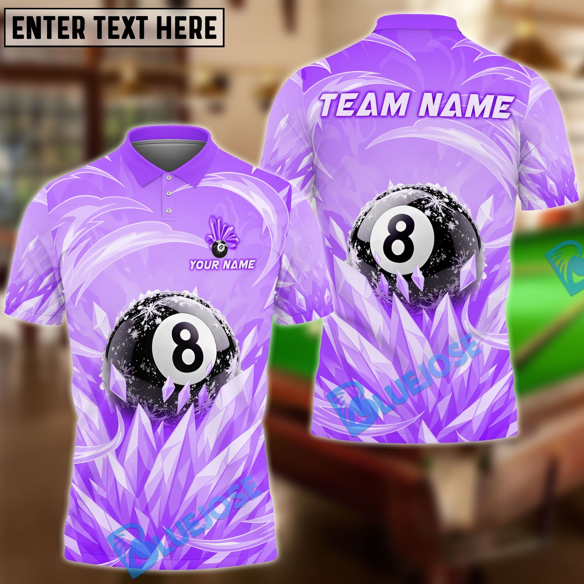 BlueJose Billiards 8 Ball Ice Frozen Magic Personalized Name Shirt (4 Colors)