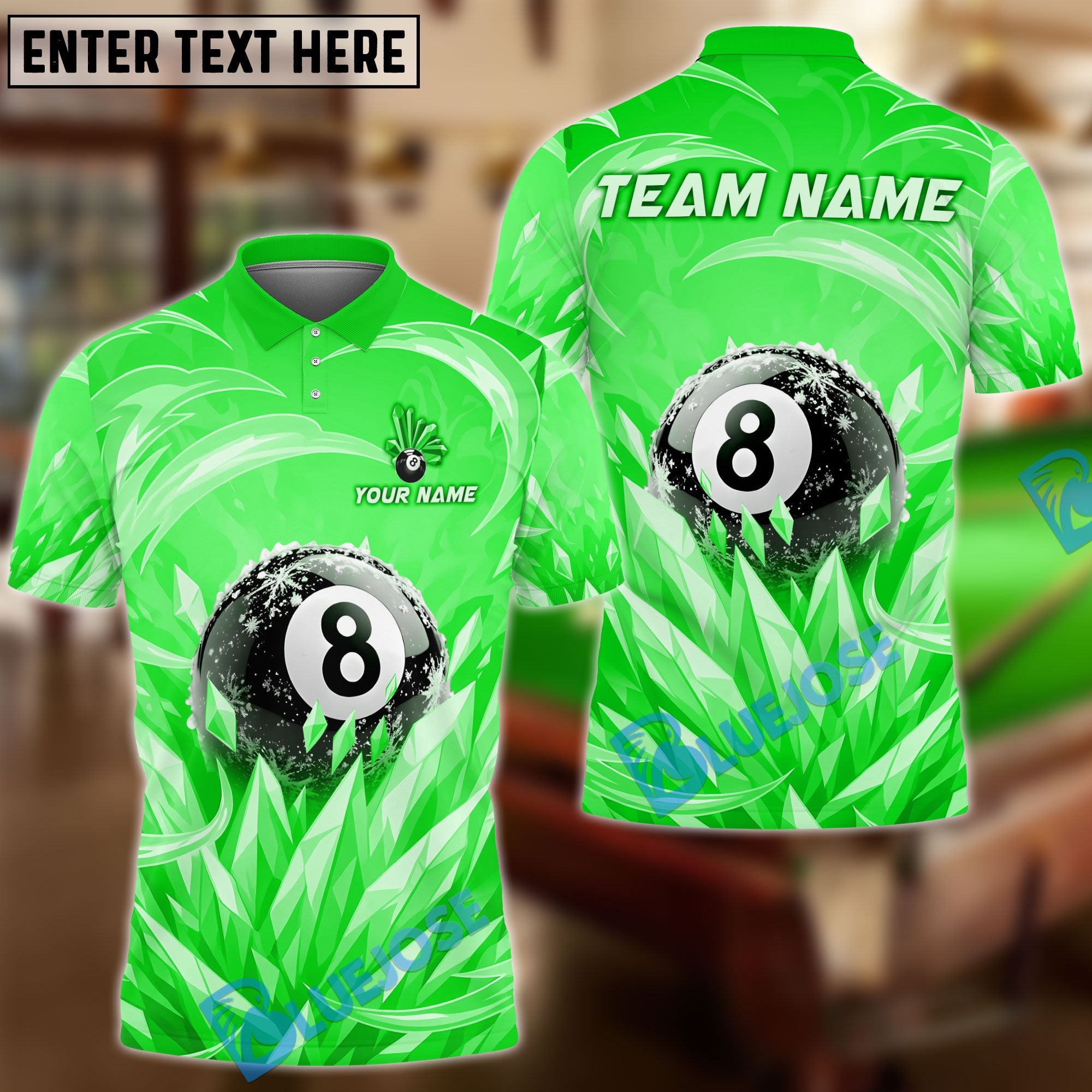 BlueJose Billiards 8 Ball Ice Frozen Magic Personalized Name Shirt (4 Colors)