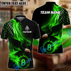 BlueJose Billiards Ball 8 Eagle Flag Flame Personalized Name Shirt (4 Colors)