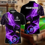BlueJose Billiards Ball 8 Eagle Flag Flame Personalized Name Shirt (4 Colors)