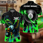 BlueJose Billiards Ball 8 Eagle Flame Personalized Name Shirt (4 Colors)