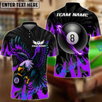 BlueJose Billiards Ball 8 Eagle Flame Personalized Name Shirt (4 Colors)