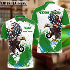 BlueJose Billiards 8-Ball Pool Eagle Paint Personalized Name Shirt (4 Colors)