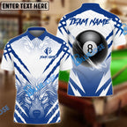 BlueJose Billiards 8-Ball Wolf Pattern Personalized Name Shirt (4 Colors)
