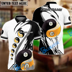 BlueJose Billiards Classic Yin-Yang 8 & 9 Ball Black & White Personalized Name Shirt (4 Colors)
