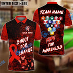 BlueJose Billiards Ball 8 Shoot For Change Hope For Awareness Personalized Name, Team Name Unisex Shirt (4 Colors)
