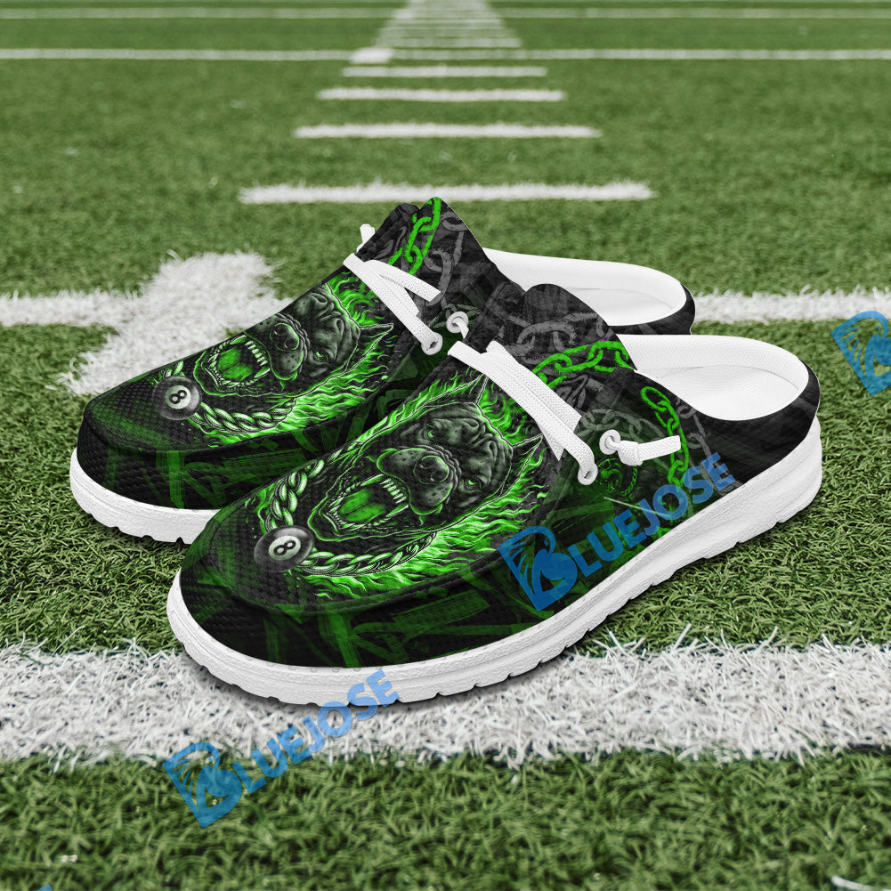 BlueJose Billiards 8-Ball Pitbull Flame Chain Mesh Dude Shoes (4 Colors)